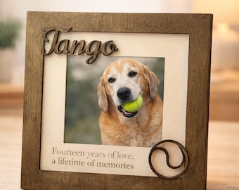 Personalized Rustic Wood Pet Memorial Frame | Custom Dog Cat Photo Keepsake | 4x4 Picture