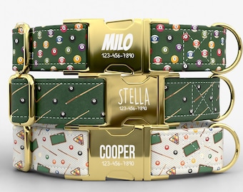 Billiards Dog Collar and Leash | Metal Buckle, Adjustable, USA Made, TPRNC-8