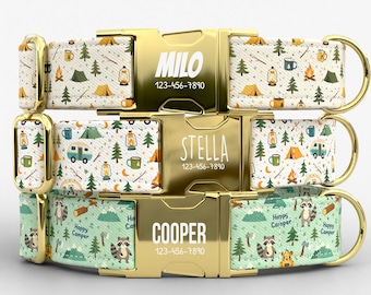 Camping Dog Collar | Metal Buckle | Adjustable | Made in USA | Happy Camper Outdoors | TPRNC-29
