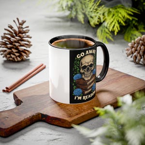 Colorful Skull Reading Mug  Perfect for Book Lovers Halloween Decor Gifts for Readers Coffee Tea Lovers Unique Homeware