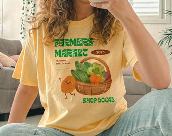 Farmers Market Shirt: Comfort Colors 1717 Shop Local T-Shirt, 100% Cotton, S-4XL