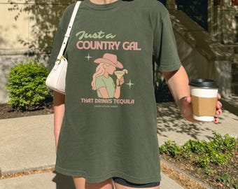 ウエスタンカウガール テキーラ グラフィックTシャツ - コンフォートカラーズ 1717 - ロデオファッション