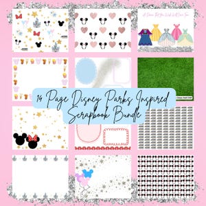 Kit per album di ritagli dei parchi Disney / Materiale stampabile a tema fiabesco, per creare ricordi (PDF)