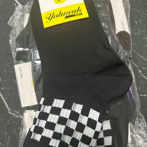 12-Pack Unisex One Size Cotton Black Checkered Pattern Socks - Comfy & Trendy Daily Wear