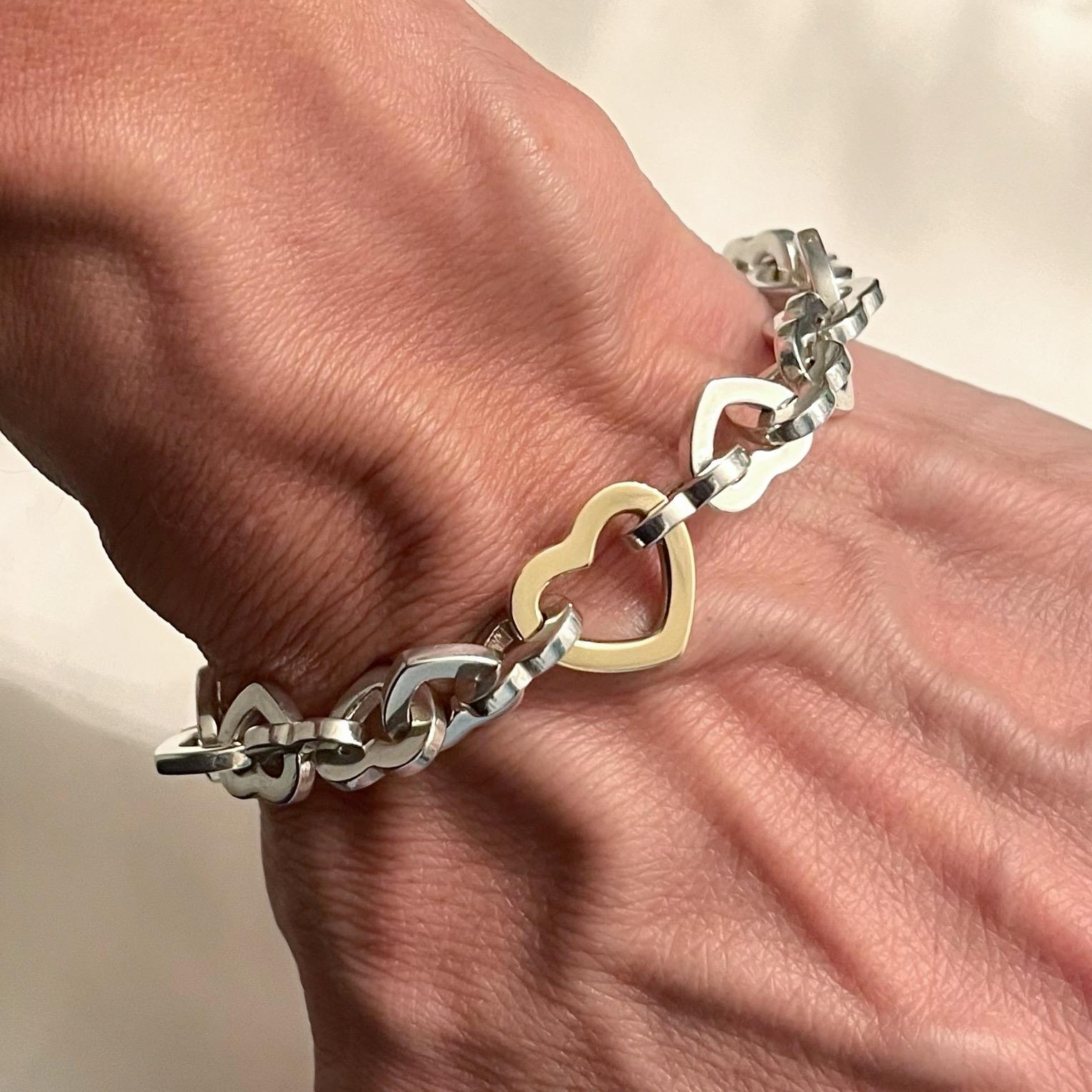 Tiffany & Co. Heart Link Necklace Bracelet Set 925 Silver 750 18k