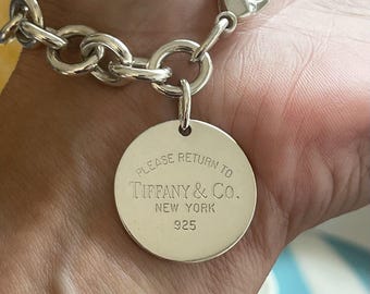 Return to Tiffany™ Round Tag Bracelet in Sterling Silver - Etsy UK
