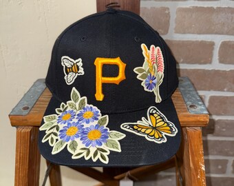 Custom Floral Pittsburgh Hat | Flower Baseball Cap | Game Day | Steelers | NFL | NHL | Adjustable Hat | Custom Hat | Cap | MLB | Pittsburgh