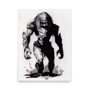 Alpha Predator | Pencil & Ink Illustration Art Print – Limited Edition Yautja Artwork