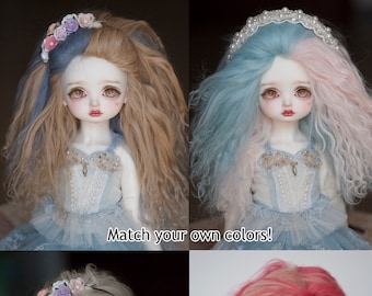 Custom Mix Color Mohair Doll Wig: BJD, Pullip, Blythe Doll Hair