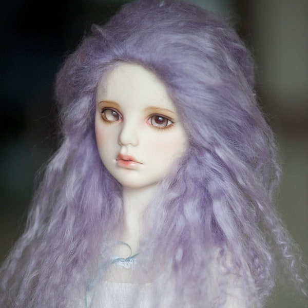 Short Light Purple Wavy Tibetan Mohair Wig for Volks BJD SD MSD Pullip Blythe and Rosenlied Holiday Dolls