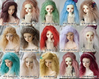 Custom Mohair Wig for BJD Pullip Blythe Dolls SD Msd Yosd American Girl Size from 14cm to 31cm Tibetan Mohair Doll Wig over 40 Colors