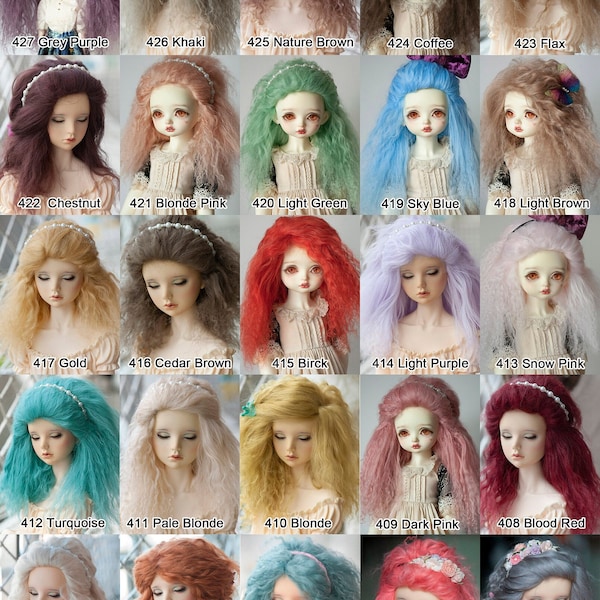 Custom Mohair Wig for BJD Pullip Blythe Dolls SD Msd Yosd American Girl Size from 14cm to 31cm Tibetan Mohair Doll Wig over 40 Colors