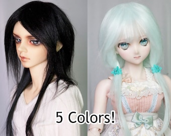 8-9" 1/3 BJD Medium Black Straight Wig LUTS Doll SD MSD Fairyland Soom Hair L 