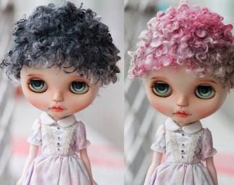 All Sizes Short Curly Fake Fur Doll Wig Pink/Black Gradient Colors for Dollfie BJD SD MSD Minifee Pullip Blythe Doll Wig 2 Colors Type