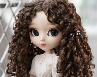 Perruque de poupée super bouclée marron foncé : 5 à 11 pouces, pour BJD Pullip Blythe, fibre artificielle