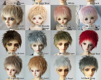 16 Colors Short Doll Wig Fake Fur Spike Free Style Wig for All Size Dolls Dream Dollfie BJD SD MSD Minifee Doll Pullip Blythe