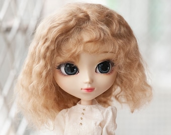 9-10" Short Curly Mohair Doll Wig for Pullip 1/3 BJD SD Dollfie FairyLand FeePle60 Doll Super Curly Doll Wig