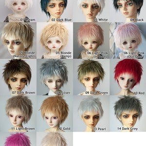 16 Colors Short Doll Wig Fake Fur Spike Free Style Wig for All Size Dolls Dream Dollfie BJD SD MSD Minifee Doll Pullip Blythe