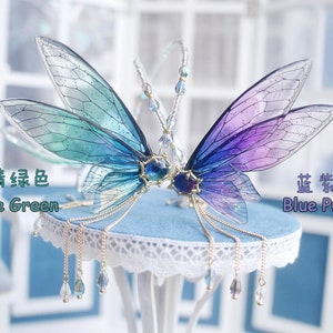 Flower Fairy Gradient Transparent Wings Hairband for Blythe BJD 1/3 SD Doll 1/4 MSD Miniefee Dolls 2 Colors Available