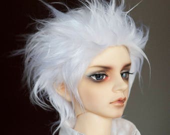 All Sizes Free Style Spike White Short Doll Fake Fur Wig Dolls Volks Dollfie BJD SD MSD Minifee Pullip Blythe Swept Back Wig