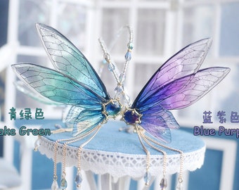 Flower Fairy Gradient Transparent Wings Hairband for Blythe BJD 1/3 SD Doll 1/4 MSD Miniefee Dolls 2 Colors Available