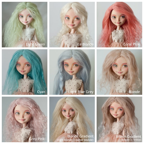 Perruque de poupée en mohair de petite taille 3,5 à 5 pouces plus de 10 couleurs pour petites poupées Monster High Ever After High Pukipuki Licca Barbie Obitsu Azone Nendoroid