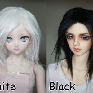 Free Style Fake Fur Doll Wig for Pullip Blythe 1/3 BJD Dollfie Dream Doll SD Straight Black and White Wig
