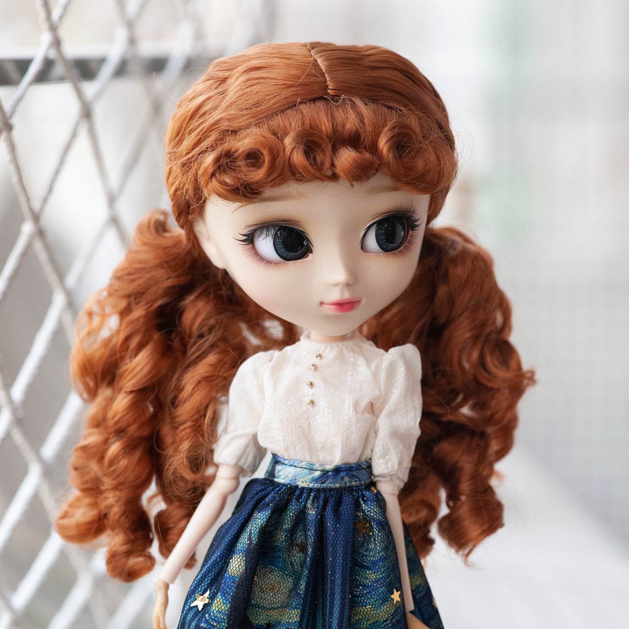 PERRUQUE blond de poupée ancienne Cheveux naturels Taille 12