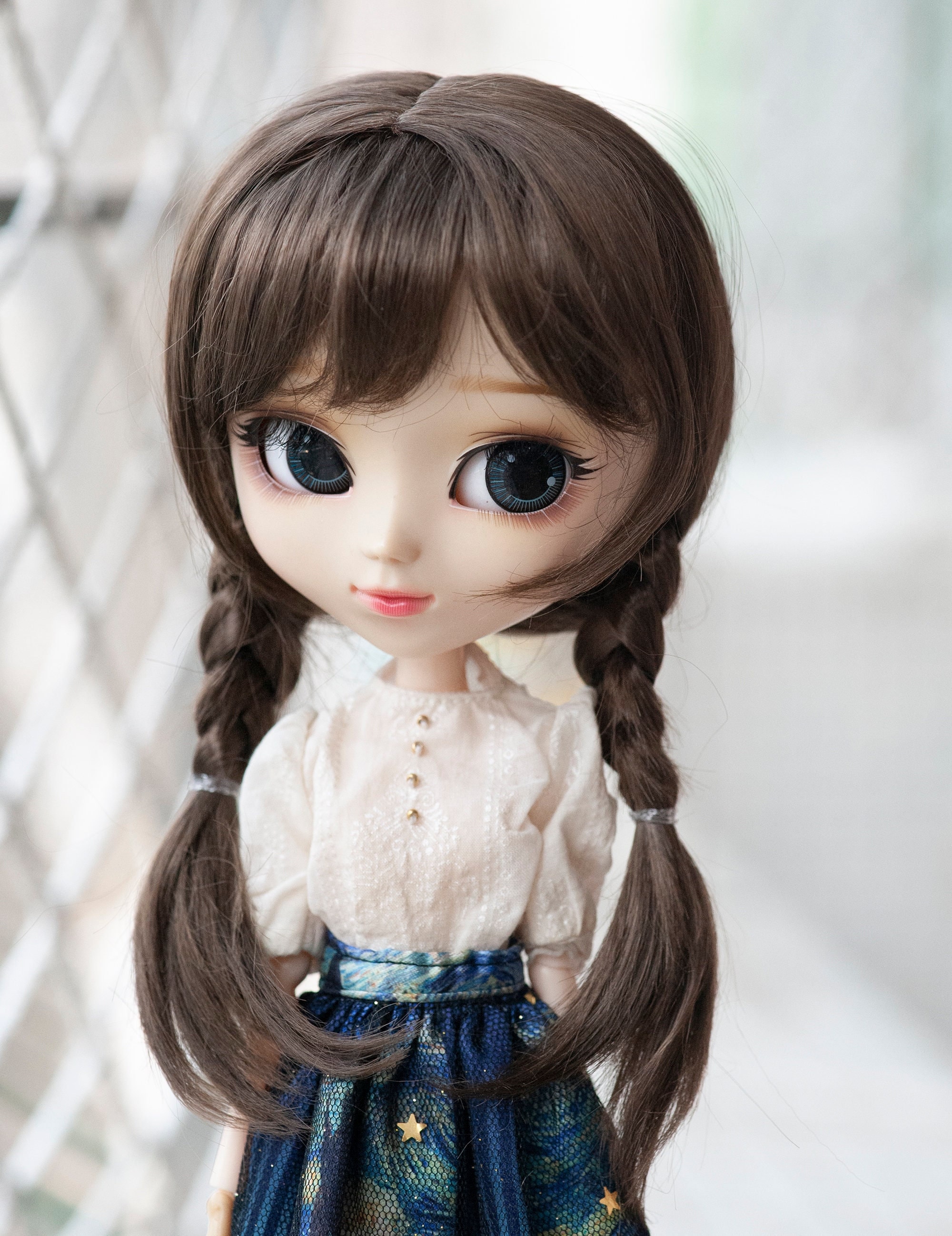 ダークブラウンの三つ編みドールウィッグ、9～10インチ、BJD、SD