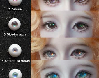オーロラ樹脂製ドールアイ：9色、サイズ10mm～20mm、BJDドールなどに