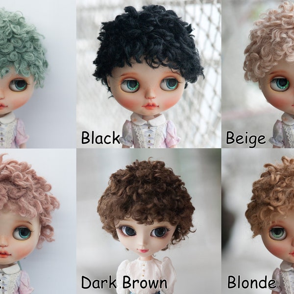 Cute Curly Short Doll Wig for Dollfie BJD SD MSD FairyLand FeePle60 Minifee Pullip Blythe Doll All Sizes Fake Fur 6 Colors Available