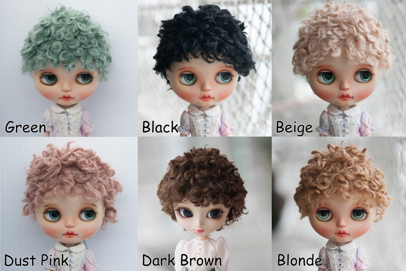 Cute Curly Short Doll Wig for Dollfie BJD SD MSD FairyLand FeePle60 Minifee Pullip Blythe Doll All Sizes Fake Fur 6 Colors Available image 1