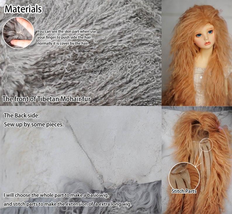 Custom Mohair Wig for BJD Pullip Blythe Dolls SD Msd Yosd American Girl Size from 14cm to 31cm Tibetan Mohair Doll Wig over 40 Colors image 10