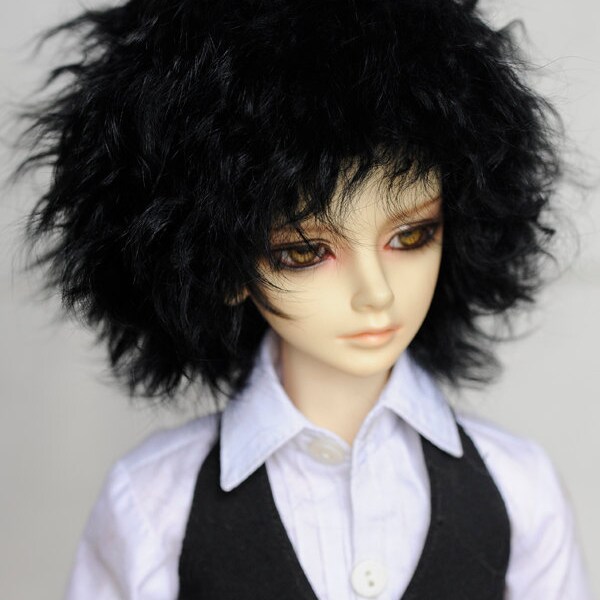 Parrucca Black Mohair Doll per BJD Pullip 1/3 SD Dollife FairyLand FeePle60 Parrucca Mohair Tibetana Corta Riccia
