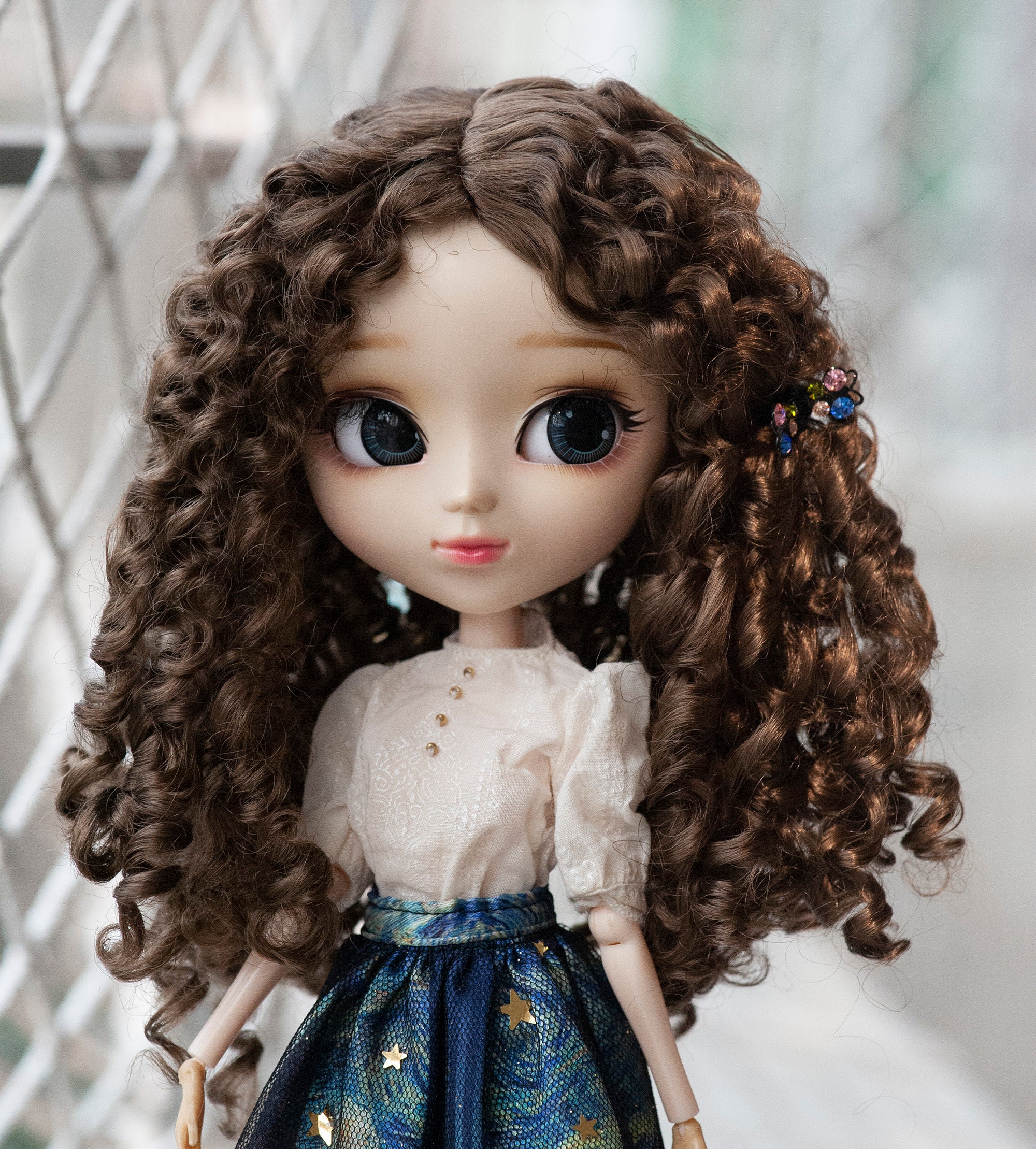Dark Brown Super Curly Doll Wig: 5“-11” Size, for BJD Pullip