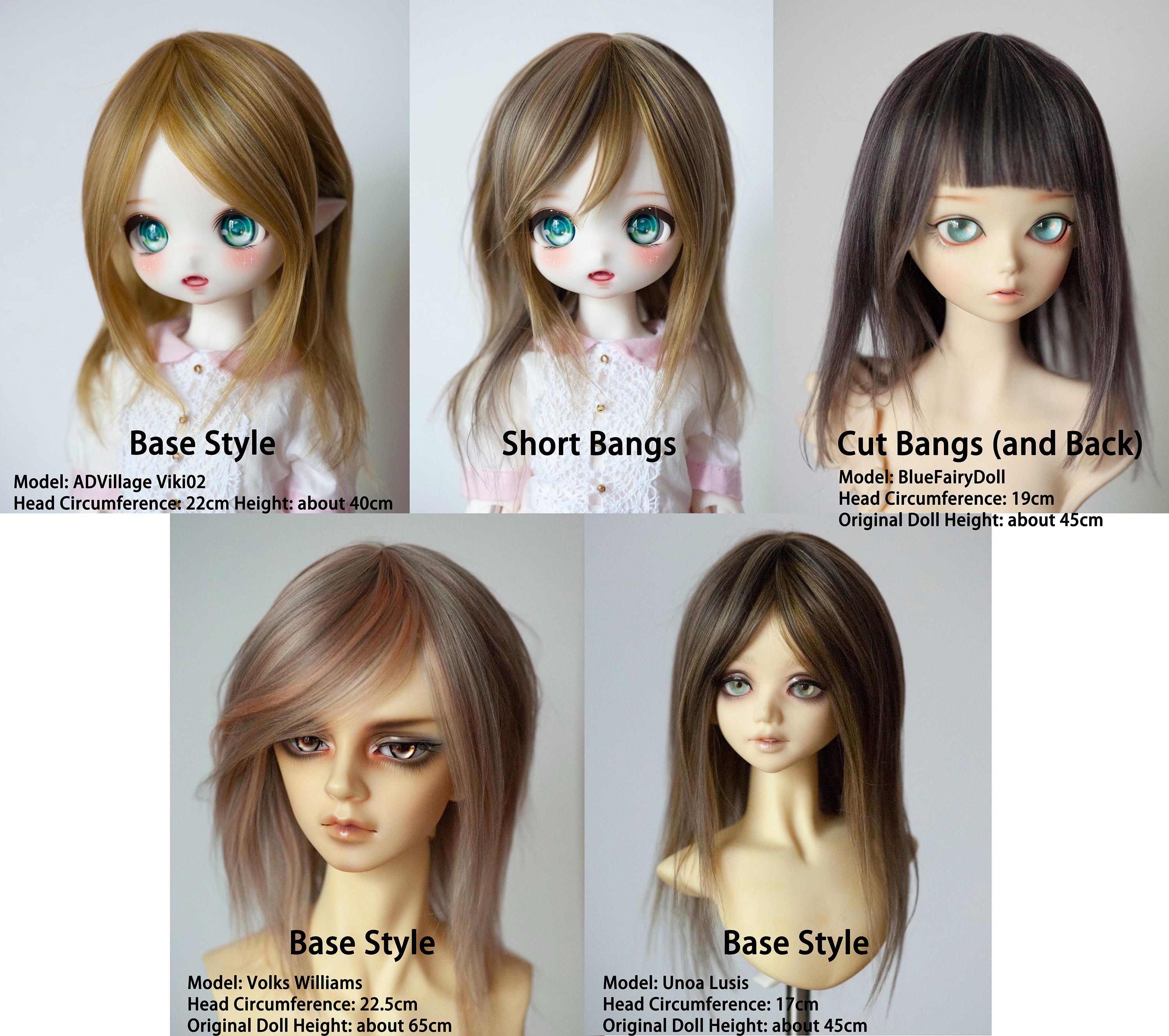 モヘア糸 BJD ドール用ウィッグ 頭囲14cm～24cm ドール用 - Etsy 日本