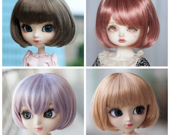 9-10&quot; BOB Doll Wig for Pullip BJD 1/3 SD Dream Dollfie Dollfairy FeePle60 Dolls Cute Short Straight with Fringe 4 Colors