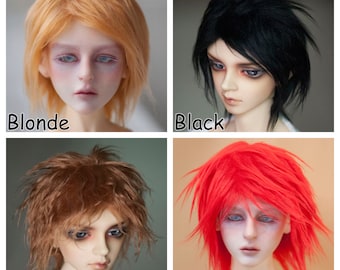 Custom Short Spike Doll Wig 4 Colors Free Style Fake Fur Blonde/Brown/Black/Red Dollfie BJD SD MSD Minifee Doll Pullip Blythe