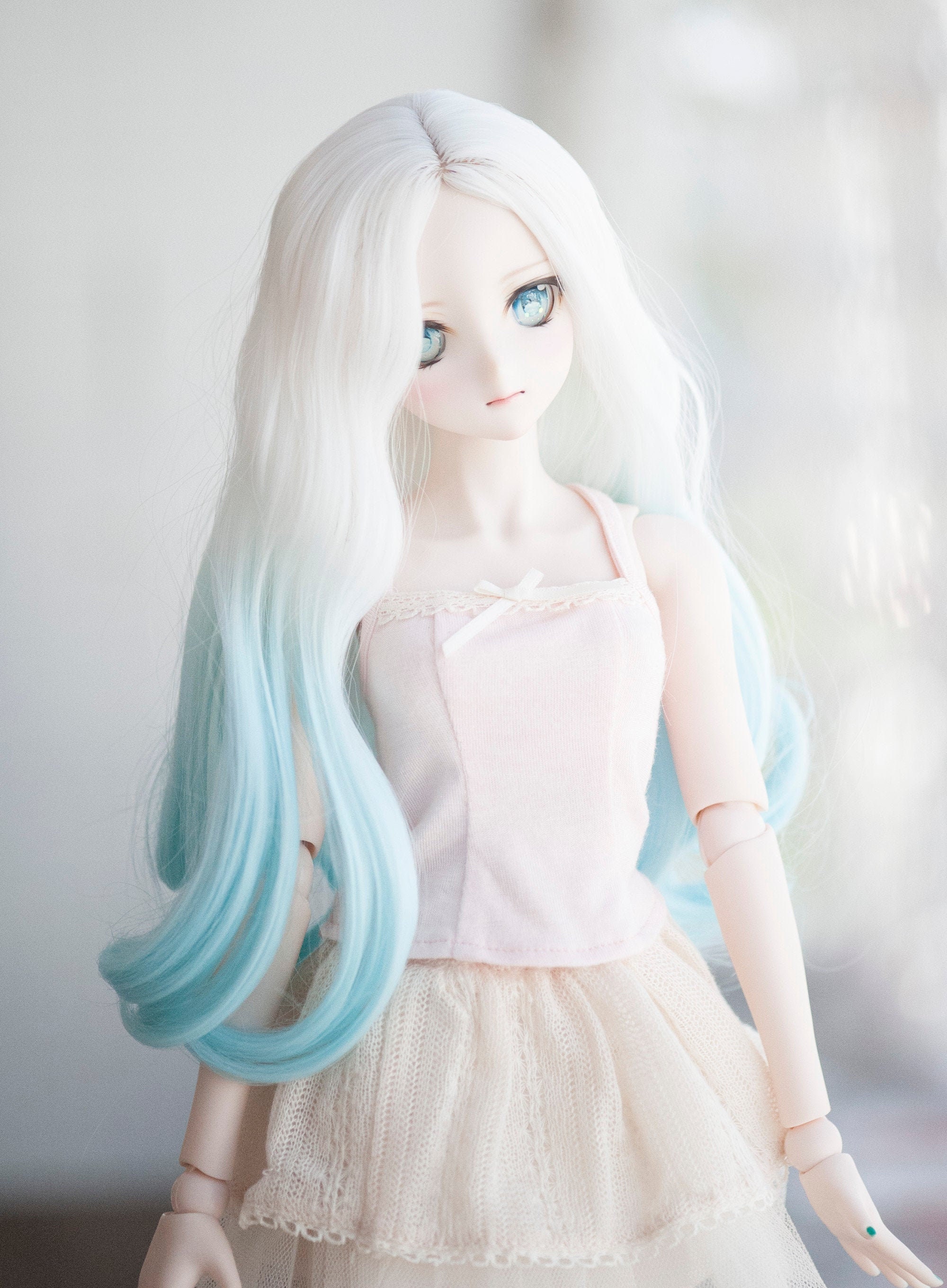 Centre Parting Hair Piece Curly Wig For BJD Ball-jointed Doll SD Super Dollfie 