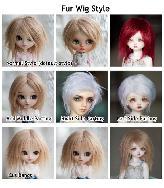 All Size Free Style Fur Doll Wig 19 Colors for BJD Pullip Blythe