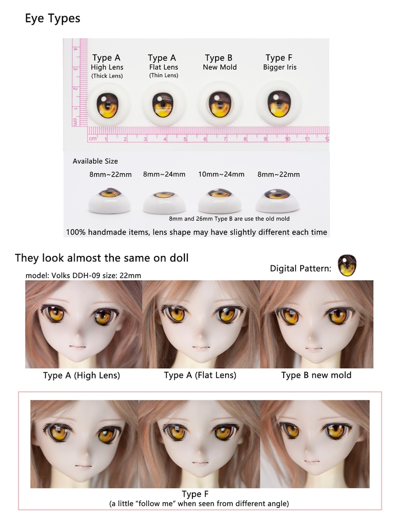 Anime Resin Doll Eyes: 8-26mm BJD Dollfie - Custom Colors image 6