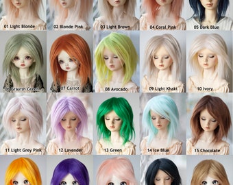 Perruque de poupée en fausse fourrure toutes tailles 20 couleurs (plus épaisses) pour Pullip Blythe BJD Dollfie SD MSD Minifee Doll Perruque longue droite