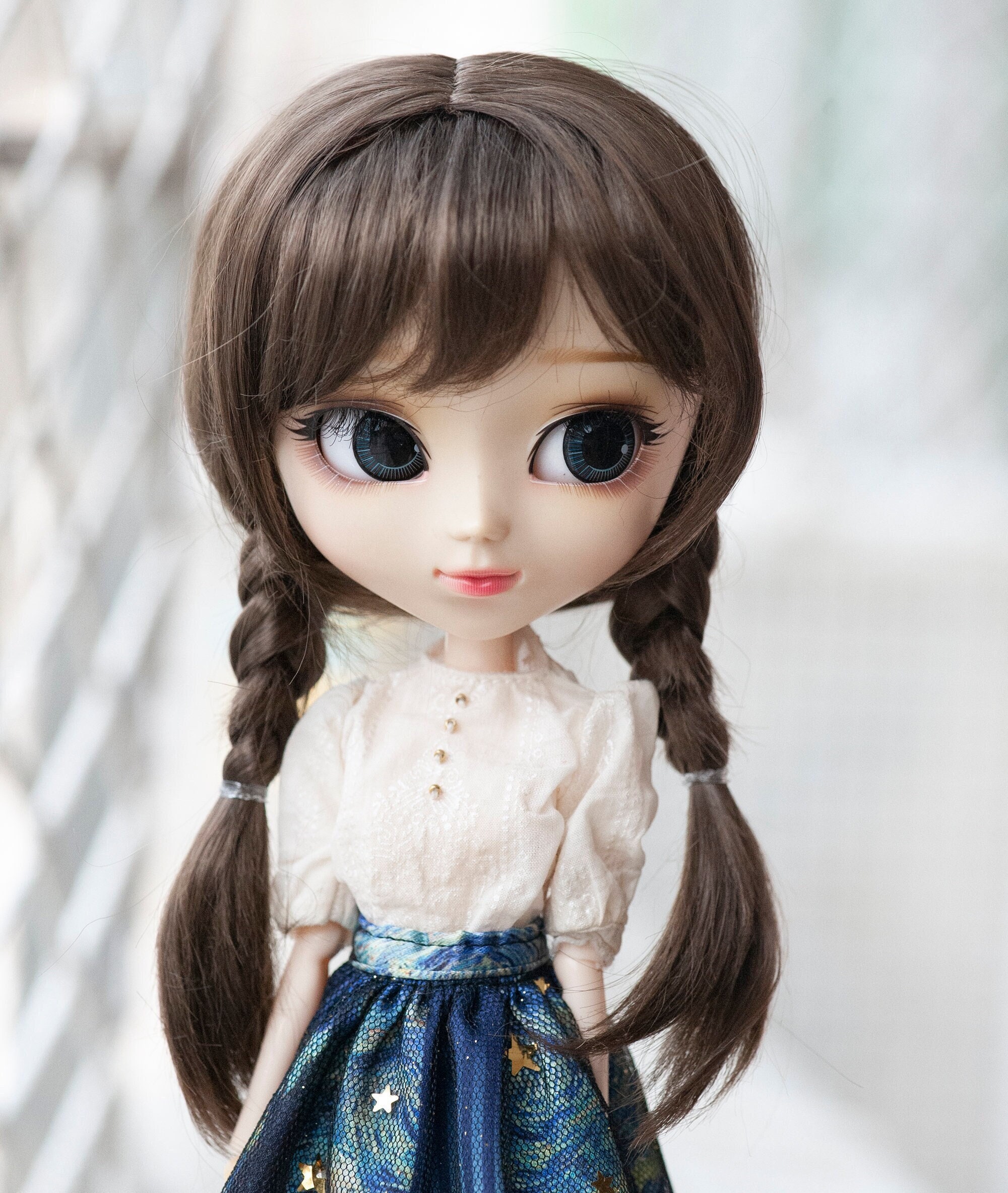 Dark Brown Doll Wig With Braids, 9-10 Inch for BJD SD Dollfie and