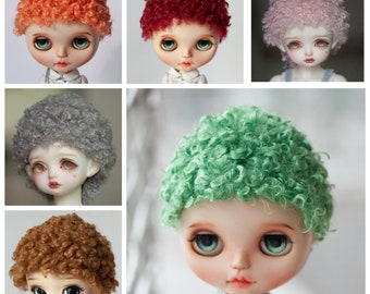 Short Afro Doll Wig, Fake Fur Fabric Wigs, Custom Size for Various Dolls Including Dollfie BJD Pullip Blythe Doll, 6 Colors Available