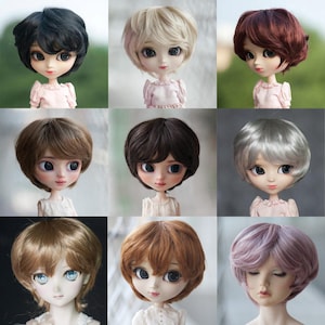 9-10" Doll Wig Short Spike Wig 9 Colors for Pullip 1/3 BJD SD Dream Dollfie FairyLand FeePle60 Doll Short Curly Wig