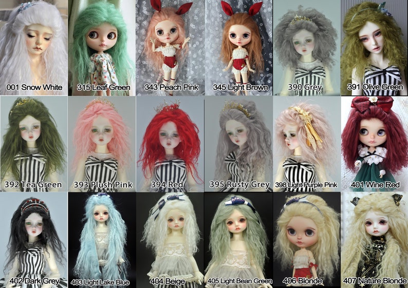 Custom Mohair Wig for BJD Pullip Blythe Dolls SD Msd Yosd American Girl Size from 14cm to 31cm Tibetan Mohair Doll Wig over 40 Colors image 3