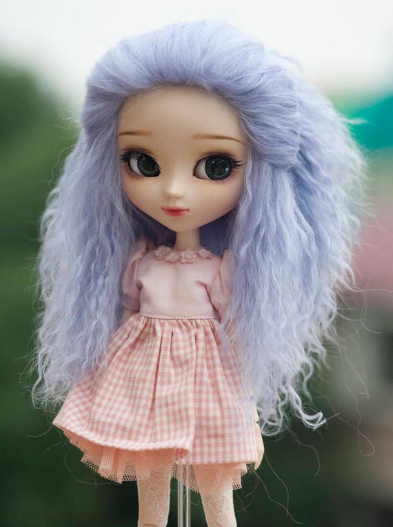Short Light Purple Blue Lavender Wavy Tibetan Mohair Wig For Etsy