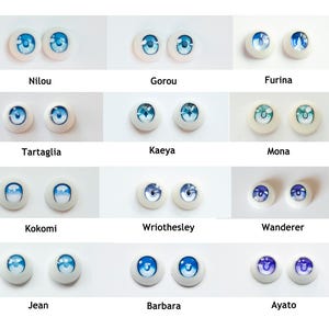 Ojos de muñeca de resina de anime azul/verde/morado de 8 mm a 26 mm de tamaño de Genshin Impact Anime Eyeball. Aceptar comisión.