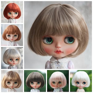 10-11&quot; Blythe BOB Wig Cute Short Straight Doll Wig with Fringe for Dolls 8 Colors