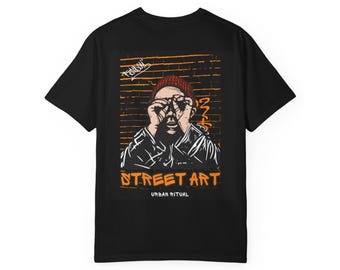 Camiseta Urban Ritual Street Art: Camiseta unisex de algodón teñido en prenda